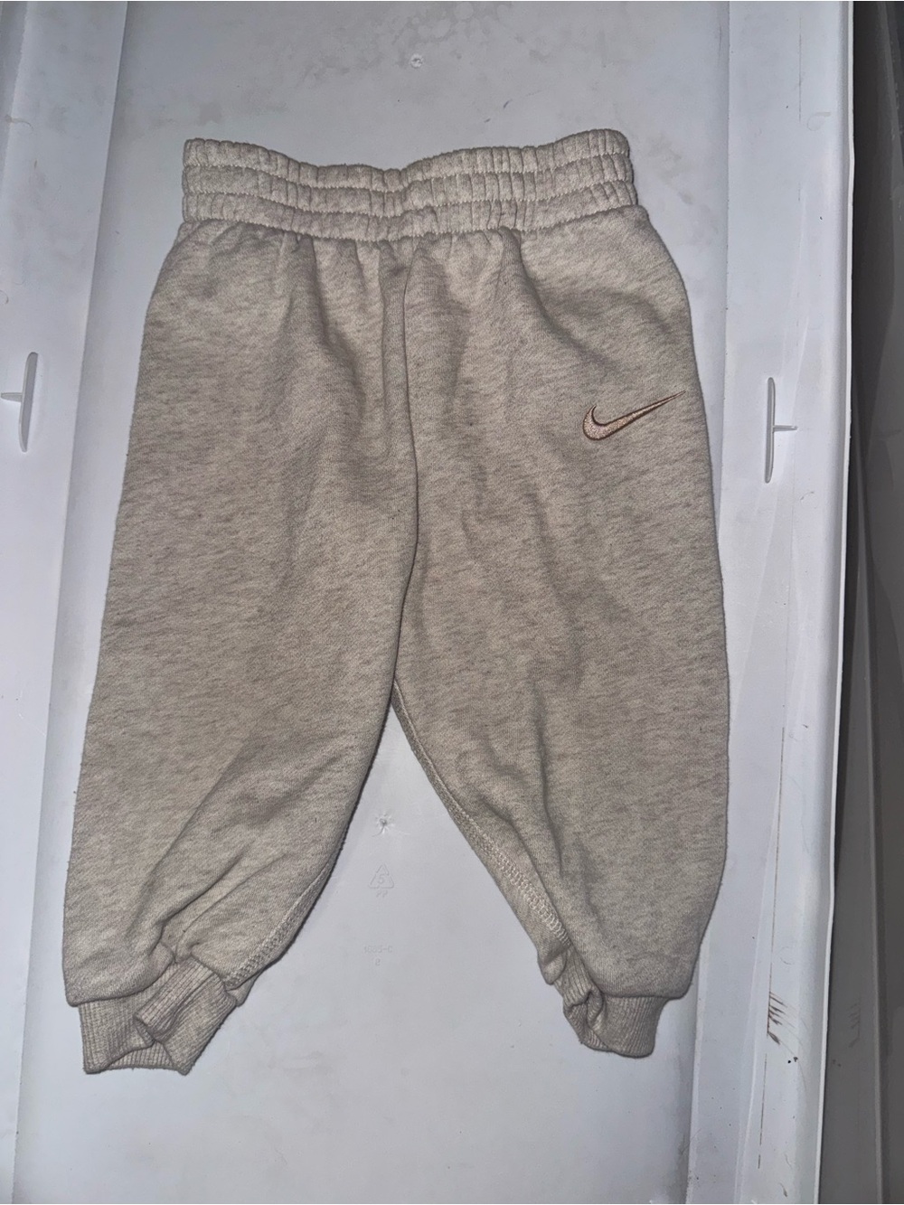 Nike Kids Cream/Tan Fleece Joggers with Swoosh